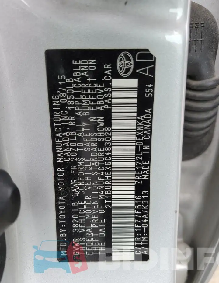 2T1BURHEXGC483028 Photo# 13