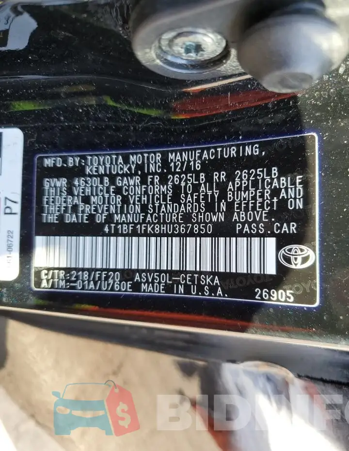 4T1BF1FK8HU367850 Photo# 12