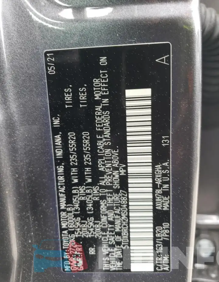 5TDXBRCH2MS048827 Photo# 14