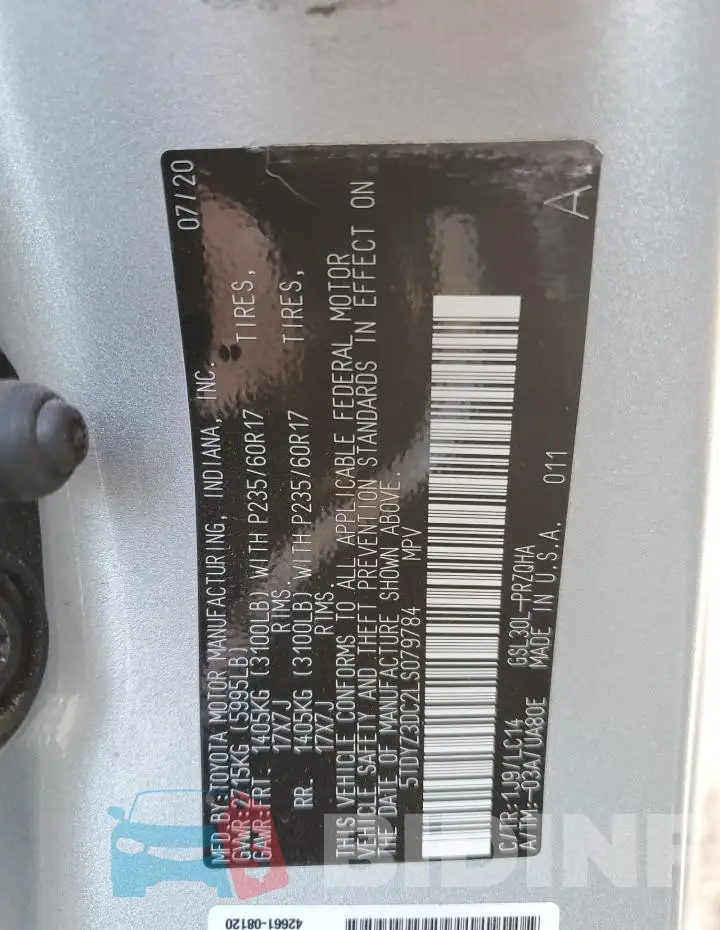 5TDYZ3DC2LS079784 Photo# 12