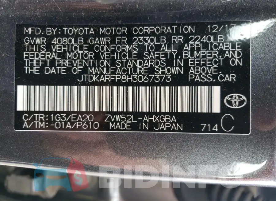 JTDKARFP8H3067373 Photo# 13