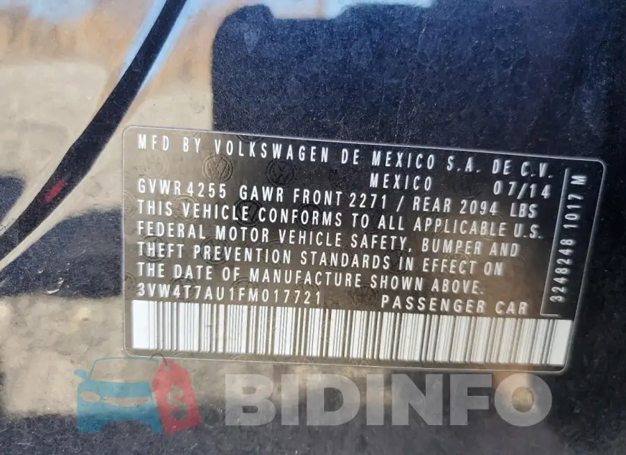 3VW4T7AU1FM017721 Photo# 12