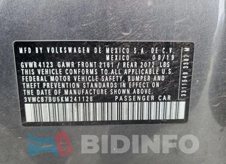 3VWCB7BU5KM241128 Photo# 12