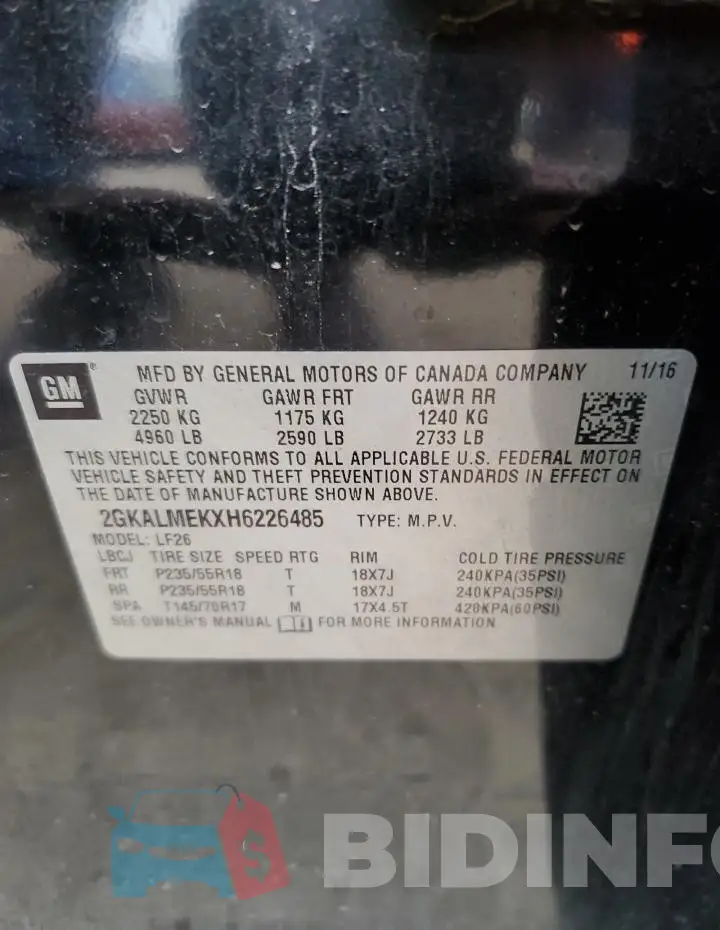 2GKALMEKXH6226485 Photo# 13