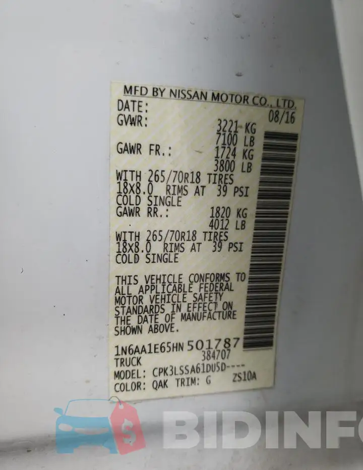 1N6AA1E65HN501787 Photo# 12