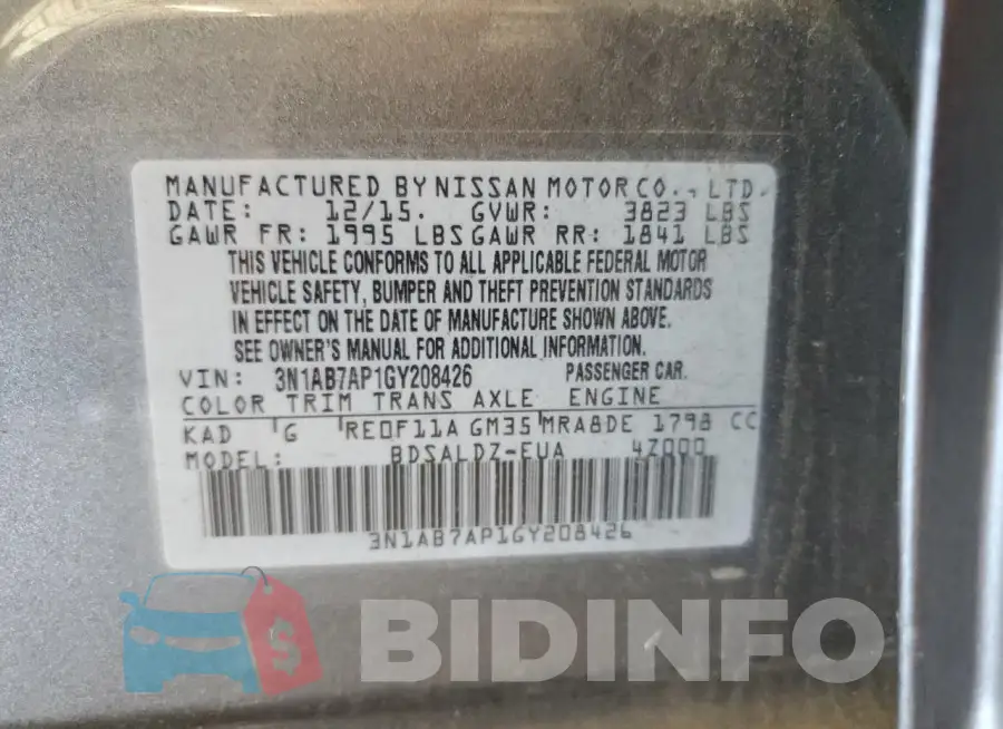 3N1AB7AP1GY208426 Photo# 12