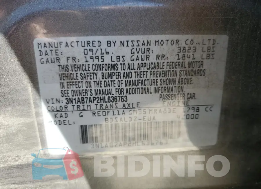 3N1AB7AP2HL636763 Photo# 12