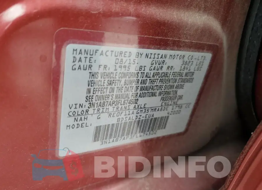 3N1AB7AP3FL674502 Photo# 12