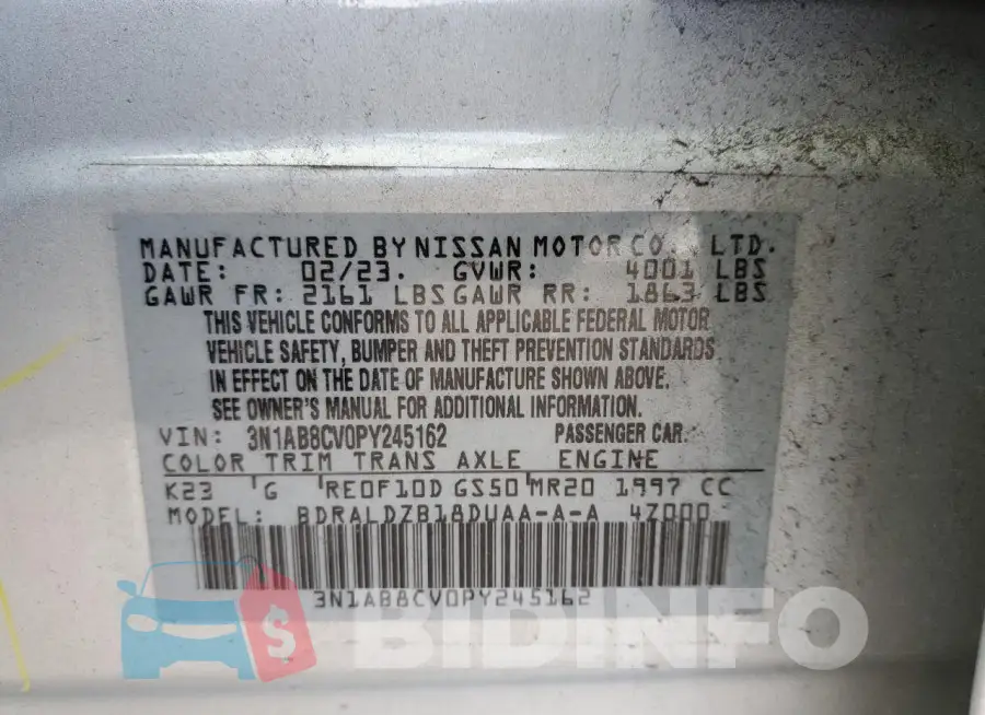 3N1AB8CV0PY245162 Photo# 12