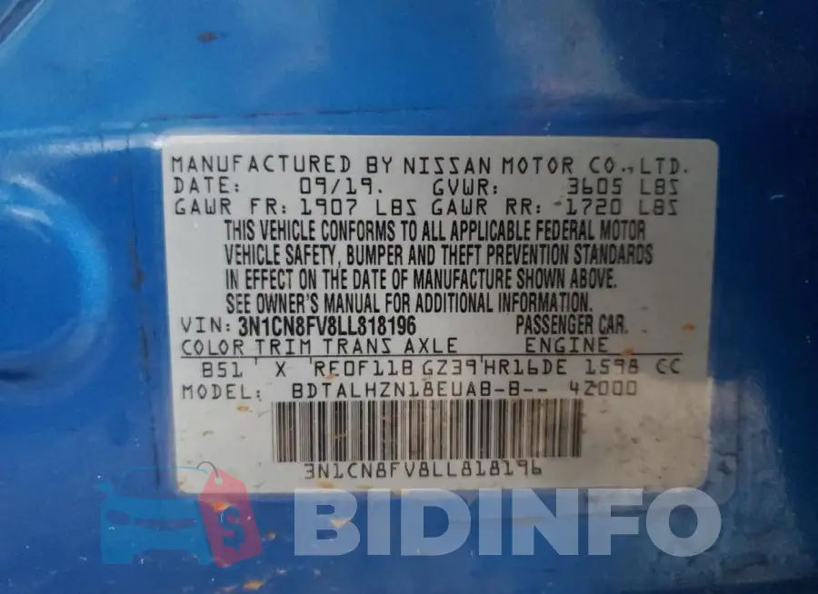 3N1CN8FV8LL818196 Photo# 13
