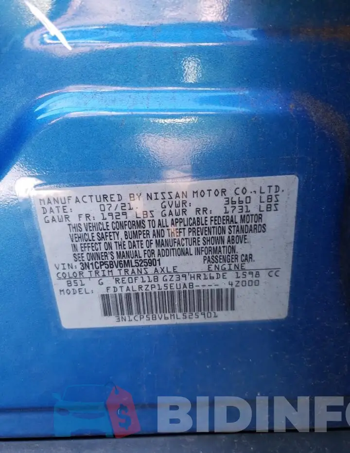 3N1CP5BV6ML525901 Photo# 13