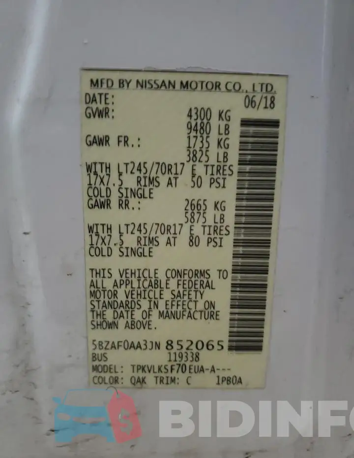 5BZAF0AA3JN852065 Photo# 13