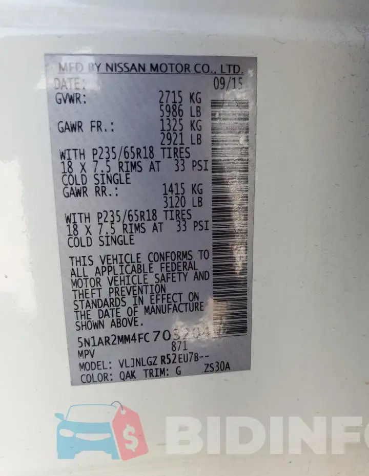5N1AR2MM4FC703204 Photo# 14