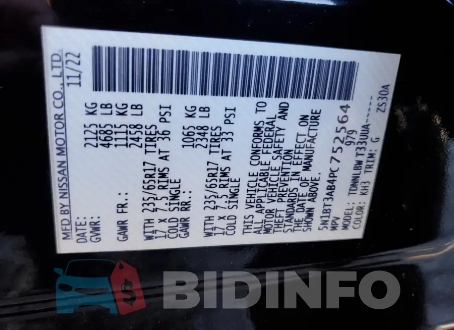 5N1BT3AB4PC752564 Photo# 12