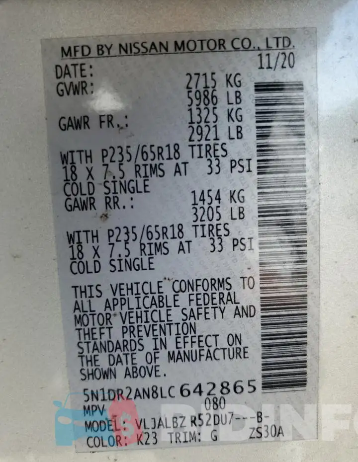 5N1DR2AN8LC642865 Photo# 13