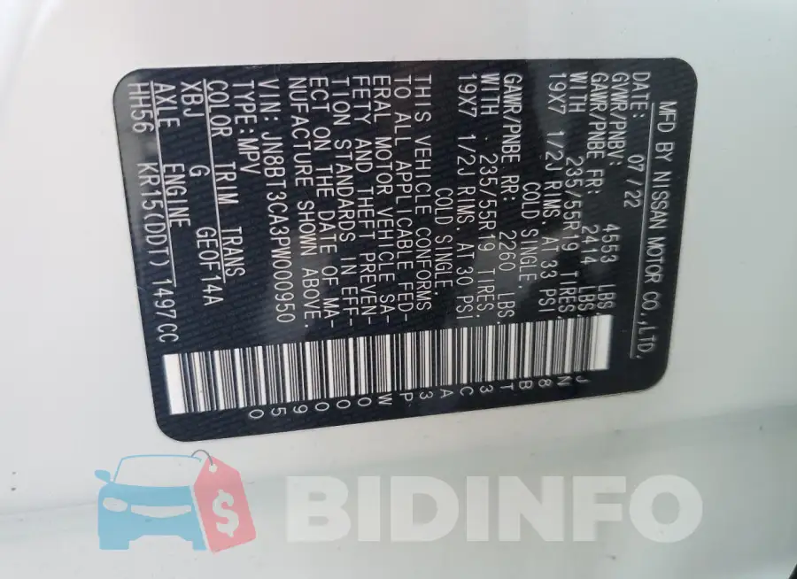 JN8BT3CA3PW000950 Photo# 12