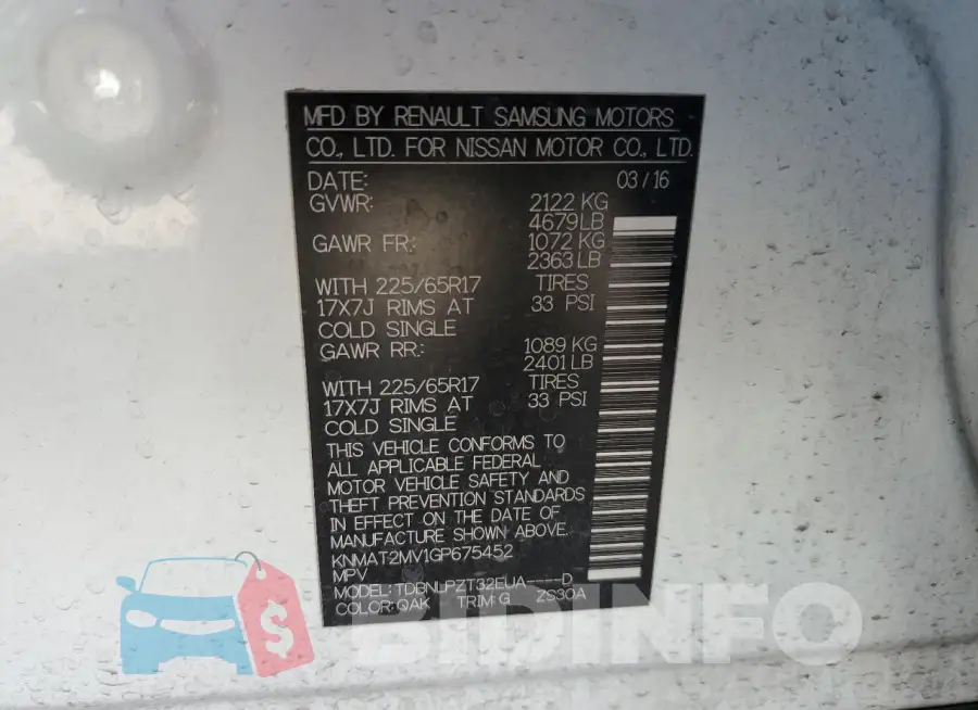 KNMAT2MV1GP675452 Photo# 14