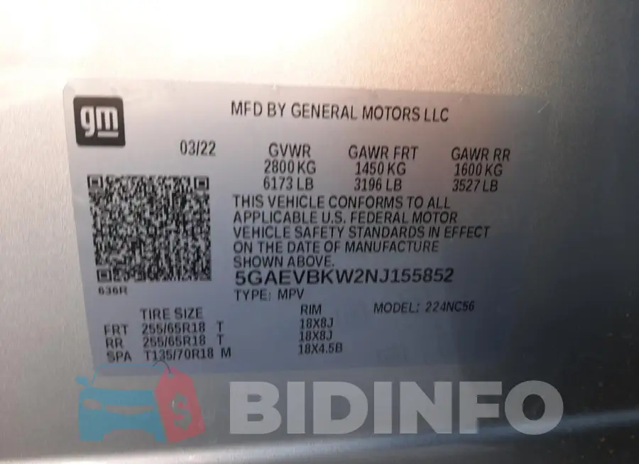 5GAEVBKW2NJ155852 Photo# 12