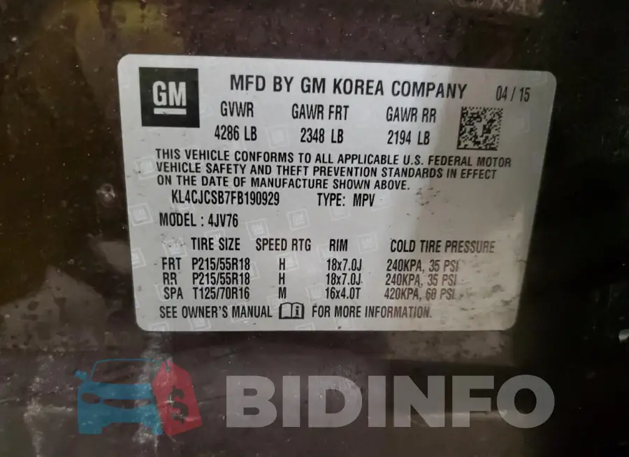 KL4CJCSB7FB190929 Photo# 13