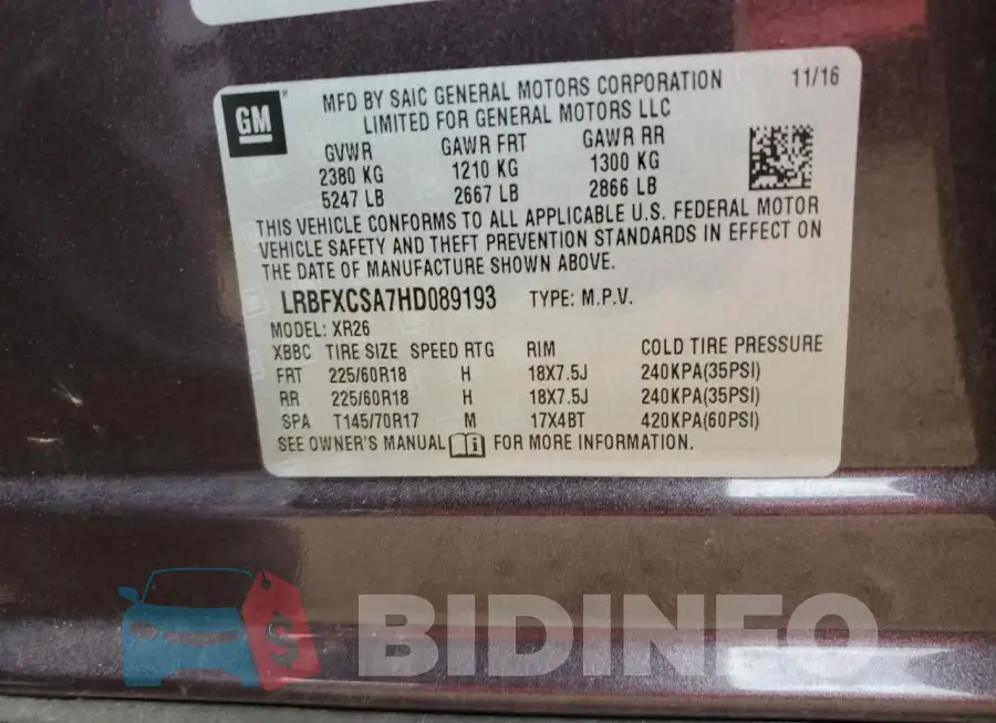LRBFXCSA7HD089193 Photo# 13