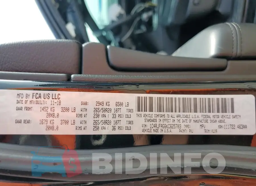 1C4RJFAG6KC625703 Photo# 13