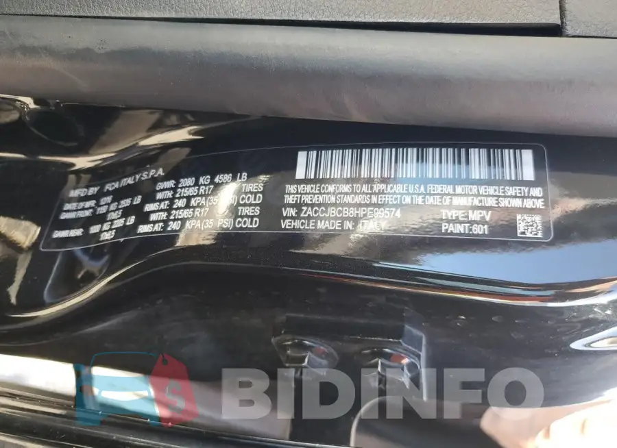 ZACCJBCB8HPE99574 Photo# 12