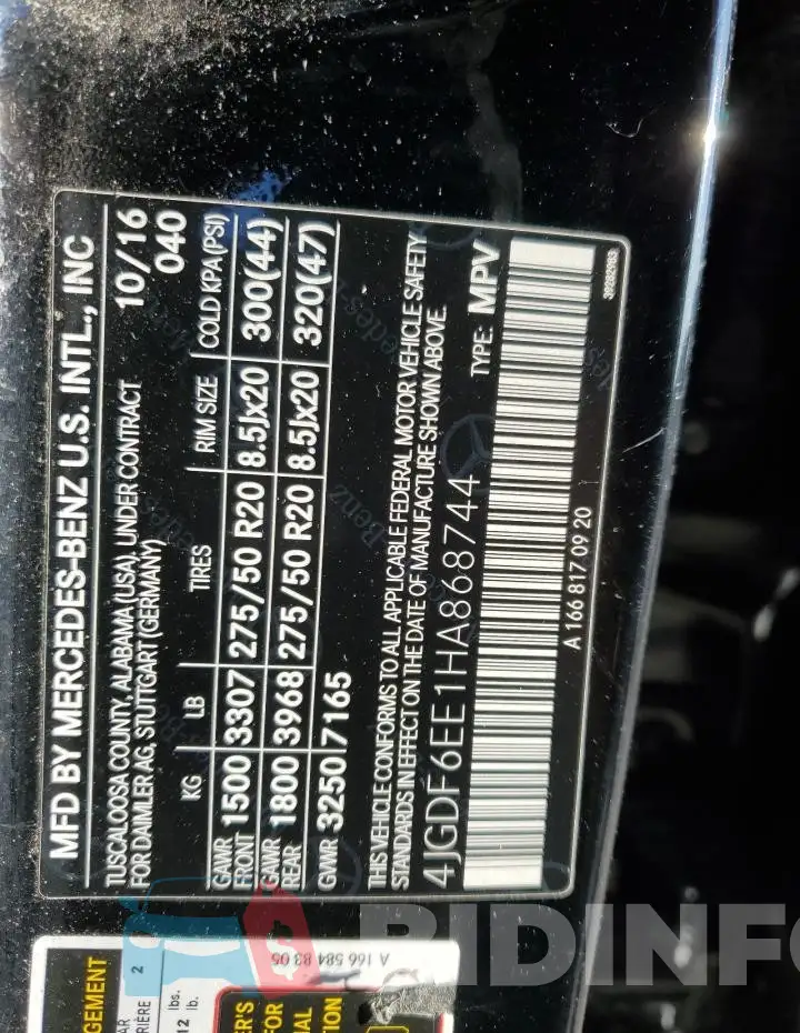 4JGDF6EE1HA868744 Photo# 13