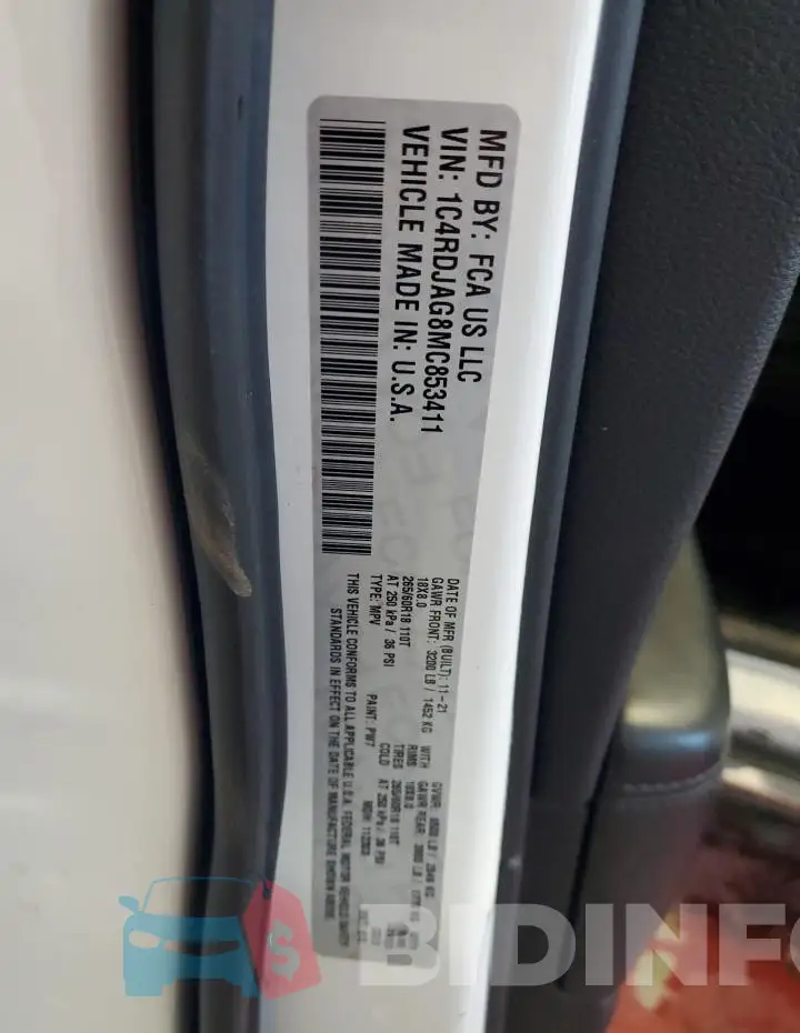 1C4RDJAG8MC853411 Photo# 14