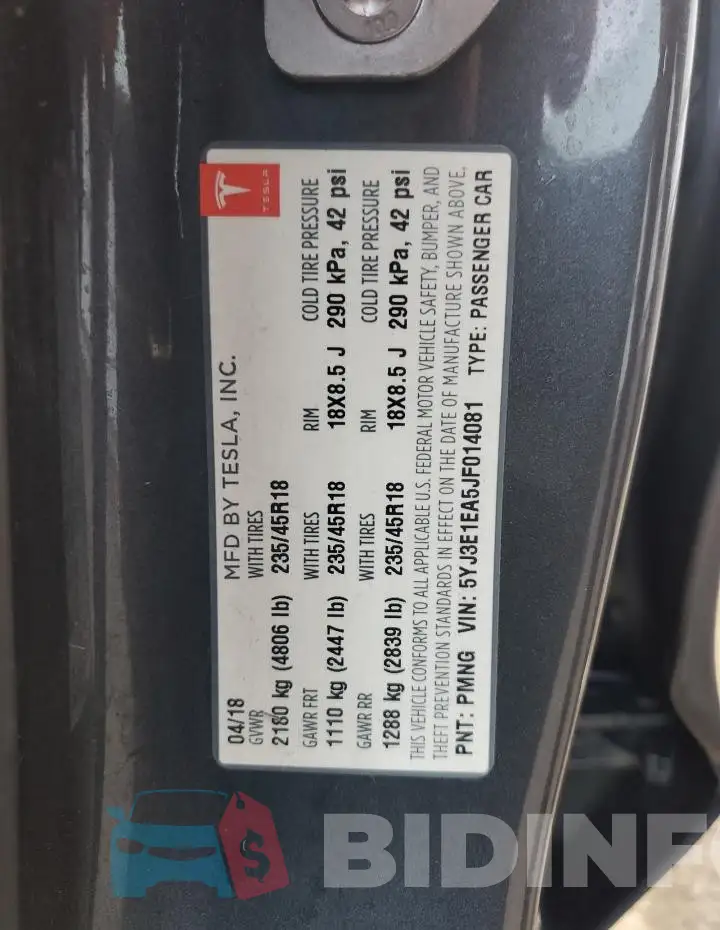 5YJ3E1EA5JF014081 Photo# 12
