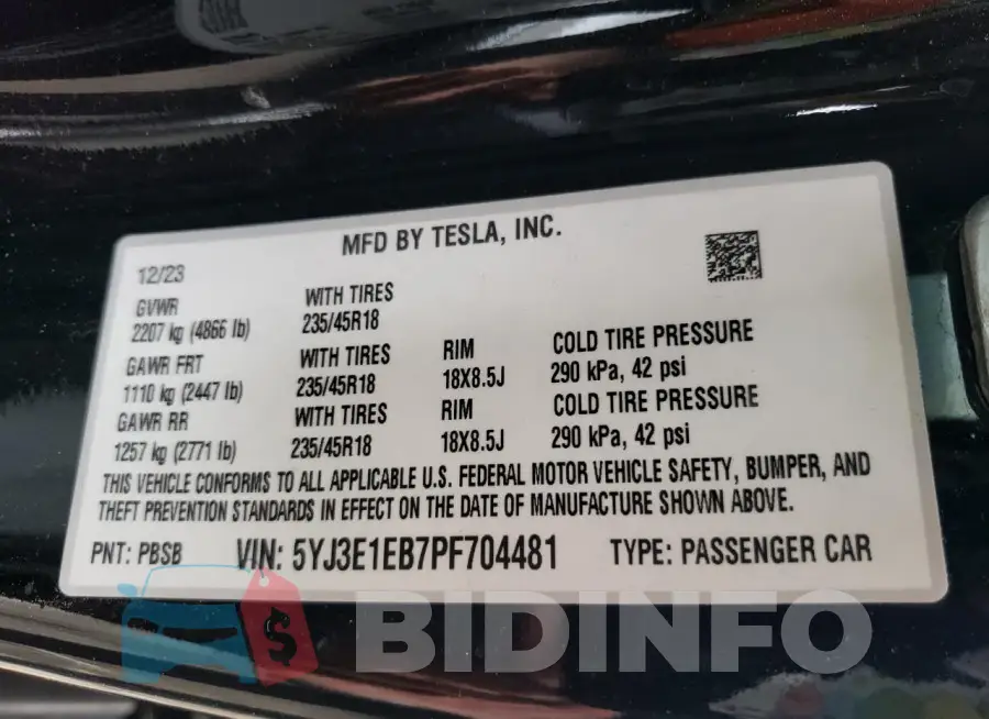 5YJ3E1EB7PF704481 Photo# 12