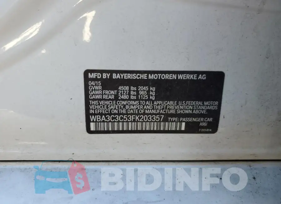 WBA3C3C53FK203357 Photo# 12
