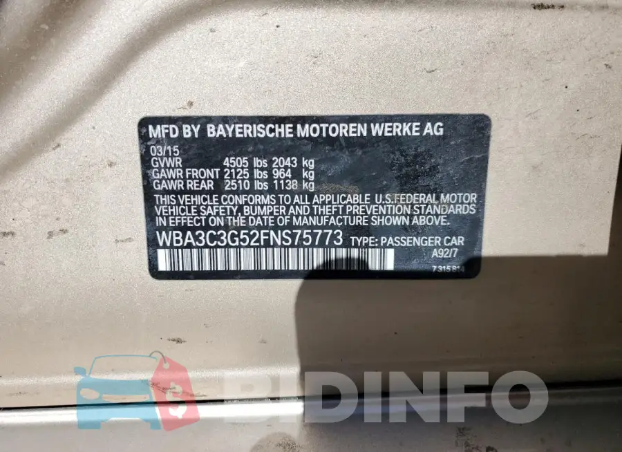 WBA3C3G52FNS75773 Photo# 12