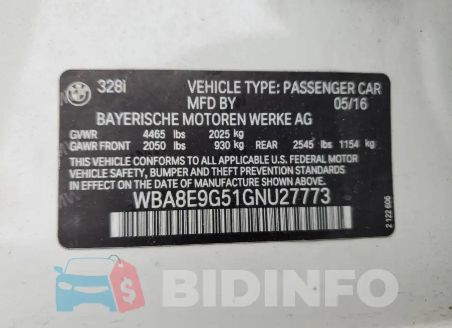 WBA8E9G51GNU27773 Photo# 12