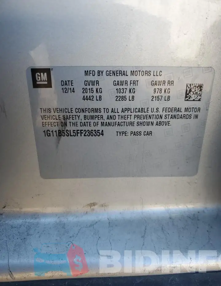 1G11B5SL5FF236354 Photo# 12