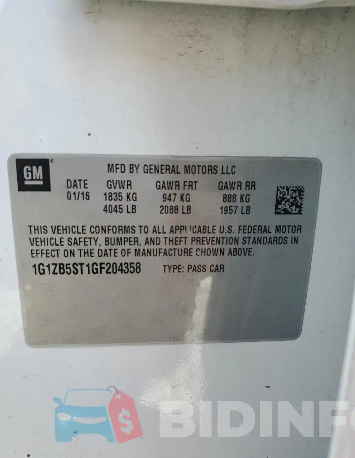 1G1ZB5ST1GF204358 Photo# 12