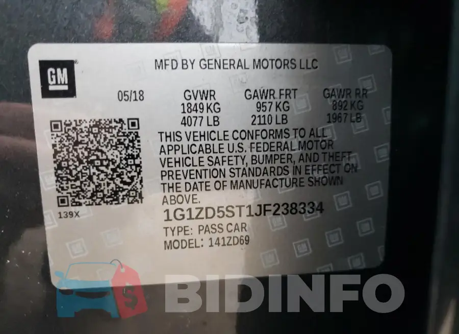 1G1ZD5ST1JF238334 Photo# 13