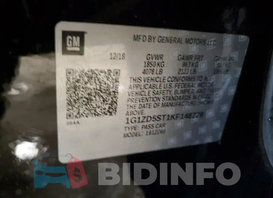 1G1ZD5ST1KF148229 Photo# 12