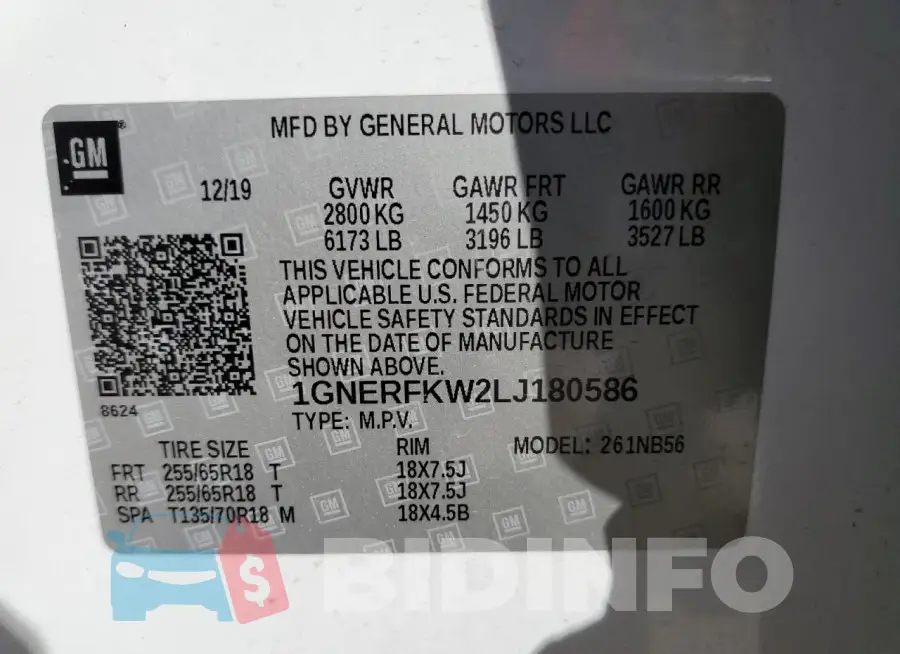1GNERFKW2LJ180586 Photo# 14
