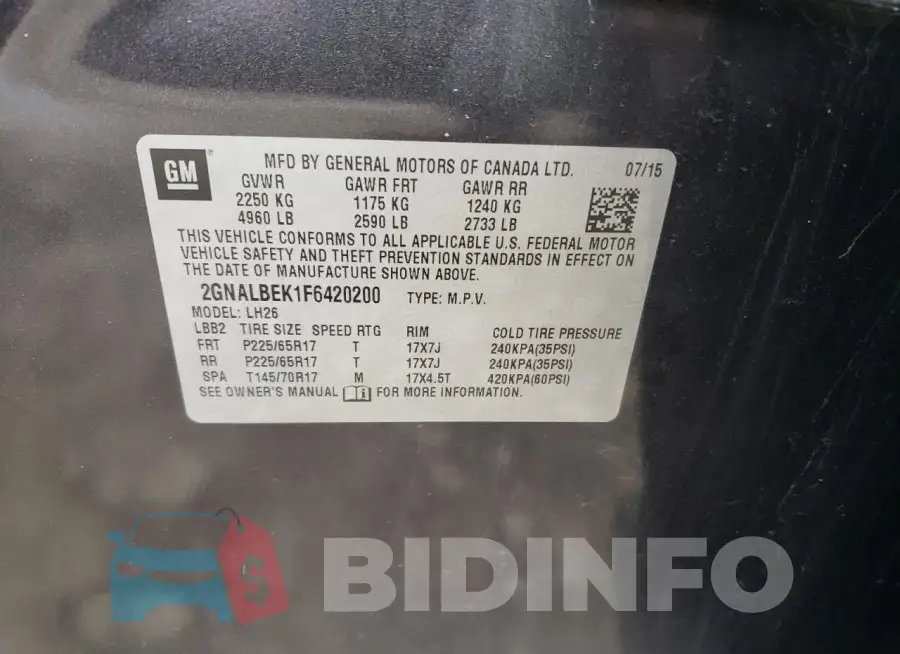 2GNALBEK1F6420200 Photo# 12