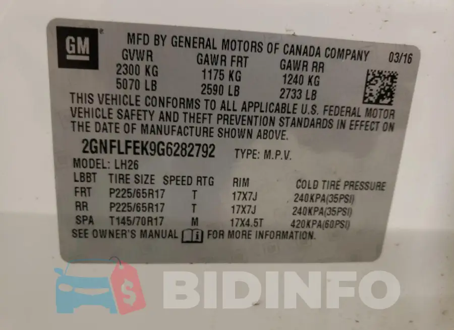 2GNFLFEK9G6282792 Photo# 12