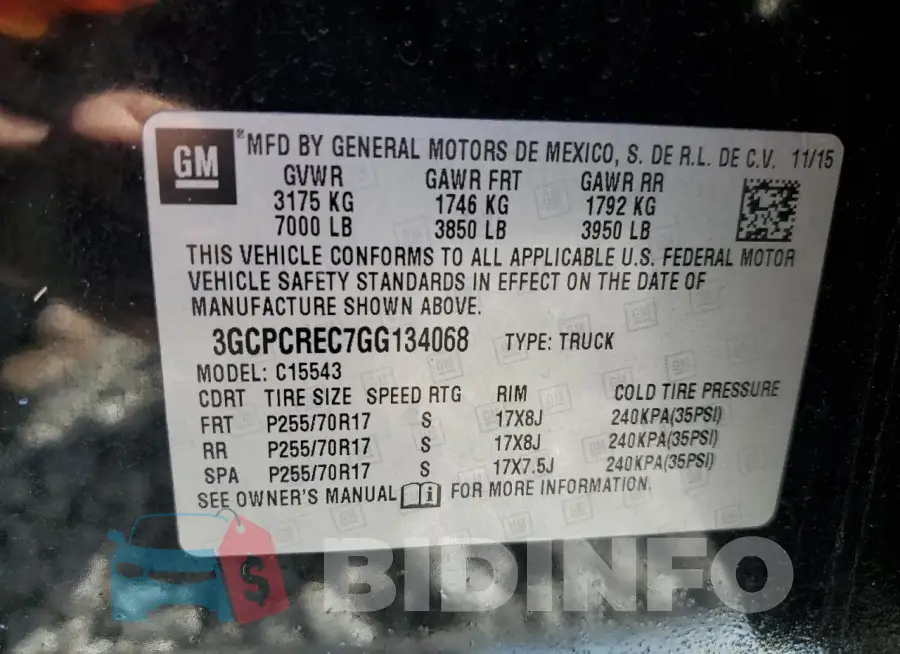 3GCPCREC7GG134068 Photo# 12