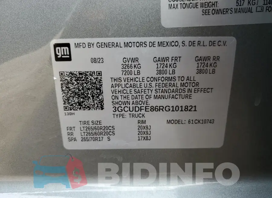 3GCUDFE86RG101821 Photo# 13