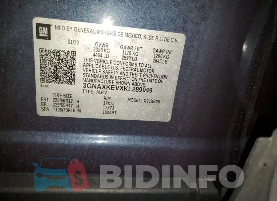 3GNAXKEVXKL289949 Photo# 13