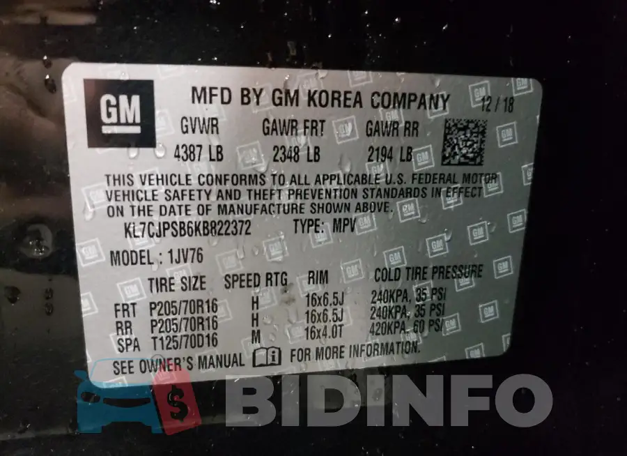 KL7CJPSB6KB822372 Photo# 12