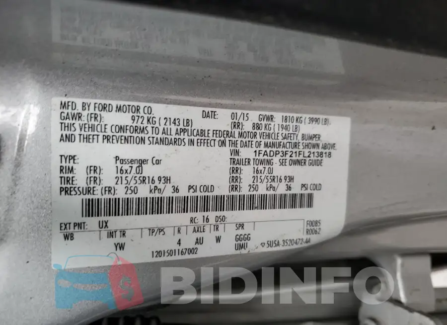 1FADP3F21FL213818 Photo# 12