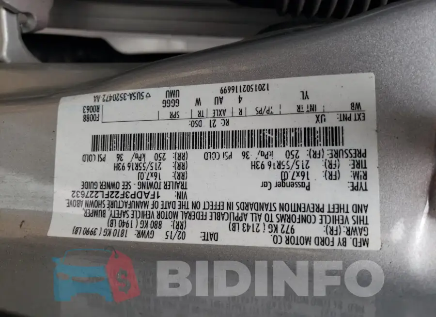 1FADP3F22FL227632 Photo# 13
