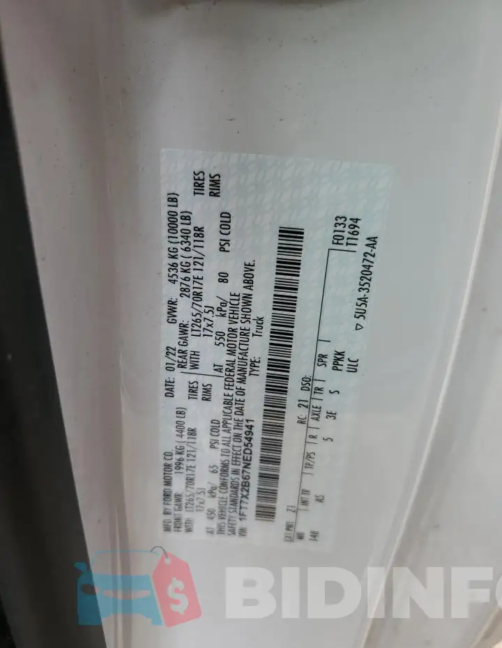 1FT7X2B67NED54941 Photo# 12