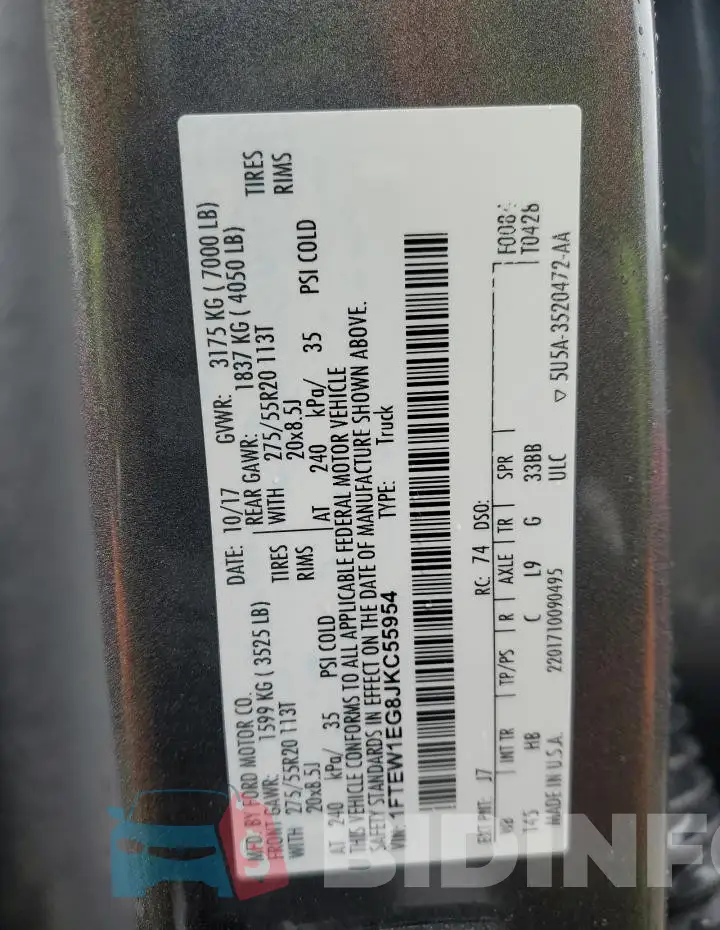 1FTEW1EG8JKC55954 Photo# 12