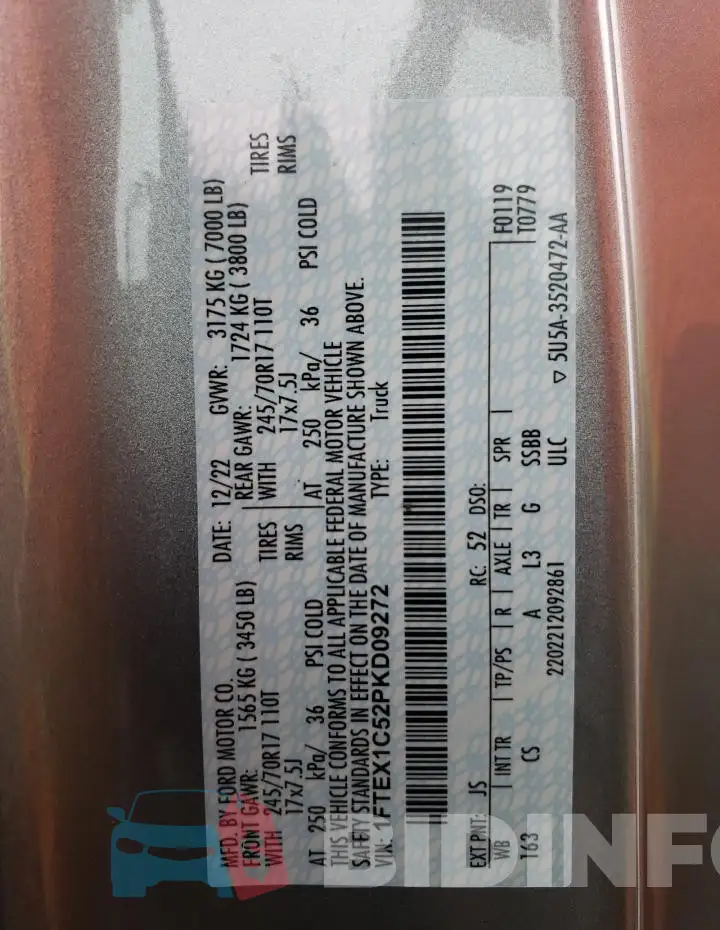 1FTEX1C52PKD09272 Photo# 13