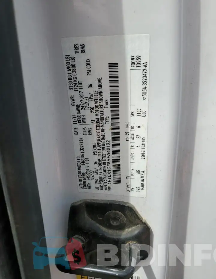 1FTEX1CF8HFA40102 Photo# 12